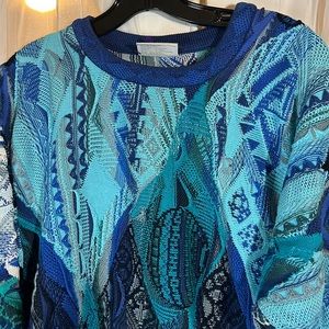 Coogi Mercerised Cotton 2 Tone 3D Sweater Unisex Medium Geometric Balls Pattern